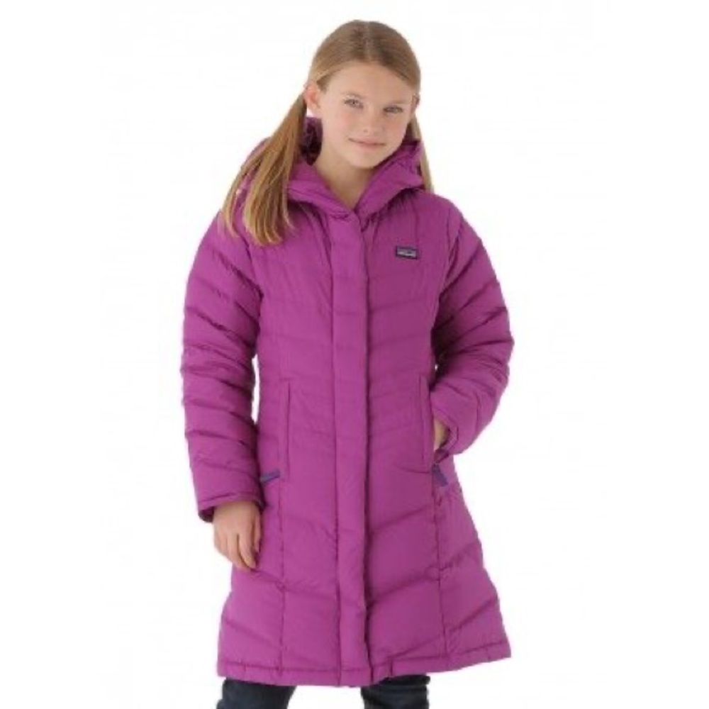 Patagonia Girls' Long Purple Puffer Coat